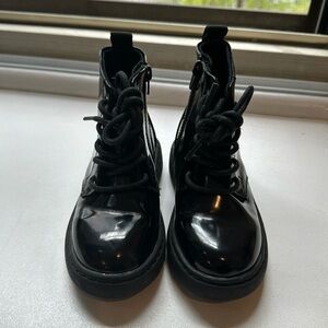 Zara Toddler Girls Size 23 Chelsea Boots Booties Black Patent Leather